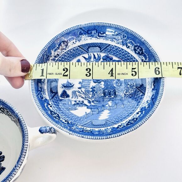 Vintage 40s Buffalo China Blue Willow Coffee Cup & Saucer Restaurant Ware China - Picture 14 of 14